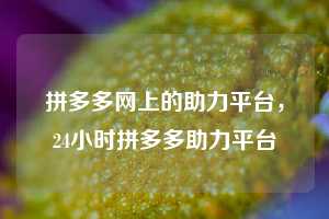 拼多多网上的助力平台，24小时拼多多助力平台