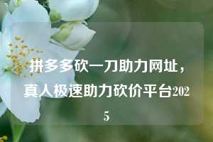 拼多多砍一刀助力网址,真人极速助力砍价平台2025