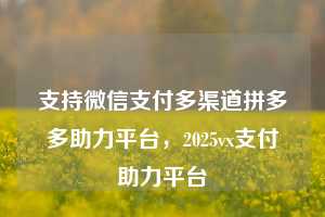 支持微信支付多渠道拼多多助力平台,2025vx支付助力平台