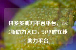 拼多多助力平台平台,2025新助力入口,24小时在线助力平台