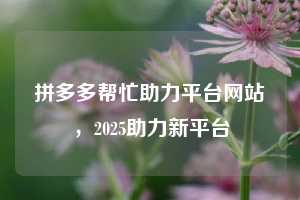 拼多多帮忙助力平台网站,2025助力新平台