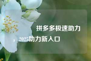 🔥拼多多极速助力,2025助力新入口💯💯💯