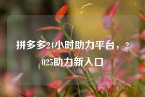 拼多多24小时助力平台,2025助力新入口