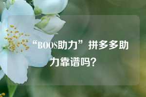❓“BOOS助力”拼多多助力靠谱吗？