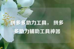 拼多多助力工具, 拼多多助力辅助工具神器