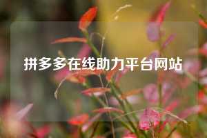 拼多多在线助力平台网站