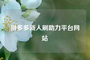 拼多多新人刷助力平台网站