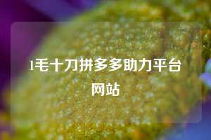 1毛十刀拼多多助力平台网站