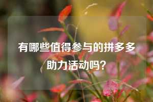 有哪些值得参与的拼多多助力活动吗?