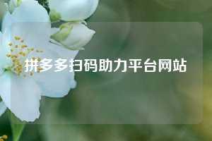 拼多多扫码助力平台网站