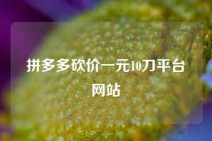 拼多多砍价一元10刀平台网站