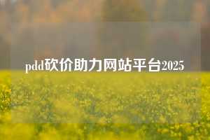pdd砍价助力网站平台2025
