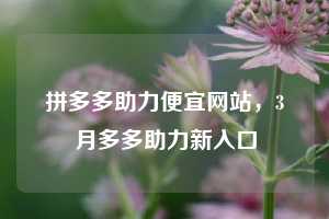 拼多多助力便宜网站，3月多多助力新入口
