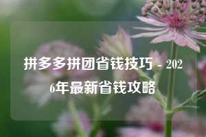 拼多多拼团省钱技巧 - 2026年最新省钱攻略