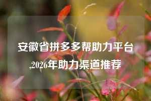 安徽省拼多多帮助力平台,2026年助力渠道推荐
