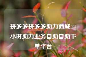 拼多多拼多多助力商城,24小时助力业务自助自助下单平台