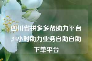 四川省拼多多帮助力平台,24小时助力业务自助自助下单平台