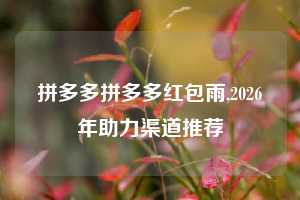 拼多多拼多多红包雨,2026年助力渠道推荐