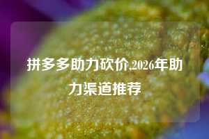 拼多多助力砍价,2026年助力渠道推荐
