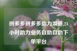 拼多多拼多多助力渠道,24小时助力业务自助自助下单平台