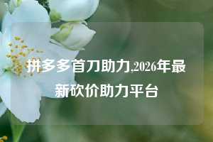 拼多多首刀助力,2026年最新砍价助力平台