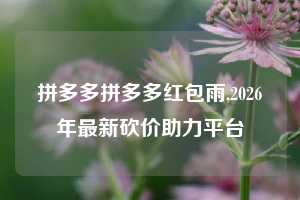 拼多多拼多多红包雨,2026年最新砍价助力平台