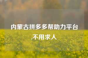 内蒙古拼多多帮助力平台,不用求人