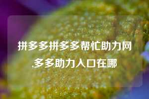 拼多多拼多多帮忙助力网,多多助力入口在哪