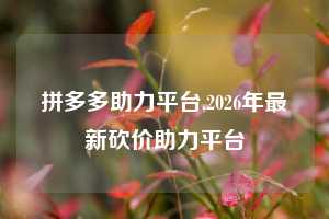 拼多多助力平台,2026年最新砍价助力平台