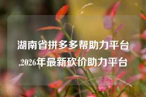 湖南省拼多多帮助力平台,2026年最新砍价助力平台