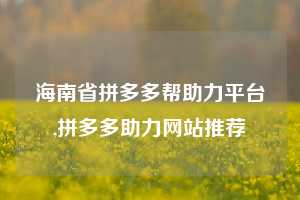 海南省拼多多帮助力平台,拼多多助力网站推荐