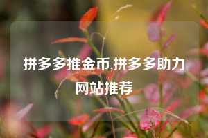 拼多多推金币,拼多多助力网站推荐