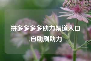 拼多多多多助力渠道入口,自助刷助力