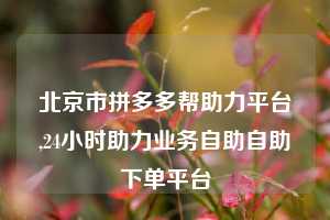 北京市拼多多帮助力平台,24小时助力业务自助自助下单平台