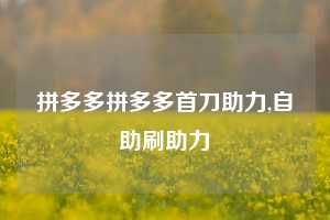 拼多多拼多多首刀助力,自助刷助力