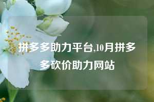 拼多多助力平台,10月拼多多砍价助力网站