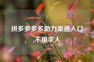 拼多多多多助力渠道入口,不用求人