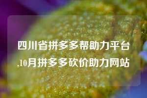 四川省拼多多帮助力平台,10月拼多多砍价助力网站