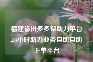 福建省拼多多帮助力平台,24小时助力业务自助自助下单平台