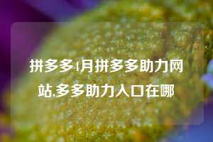 拼多多4月拼多多助力网站,多多助力入口在哪