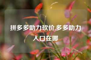 拼多多助力砍价,多多助力入口在哪
