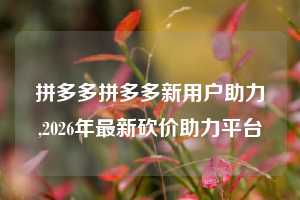 拼多多拼多多新用户助力,2026年最新砍价助力平台