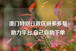 澳门特别行政区拼多多帮助力平台,自己自助下单