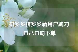 拼多多拼多多新用户助力,自己自助下单